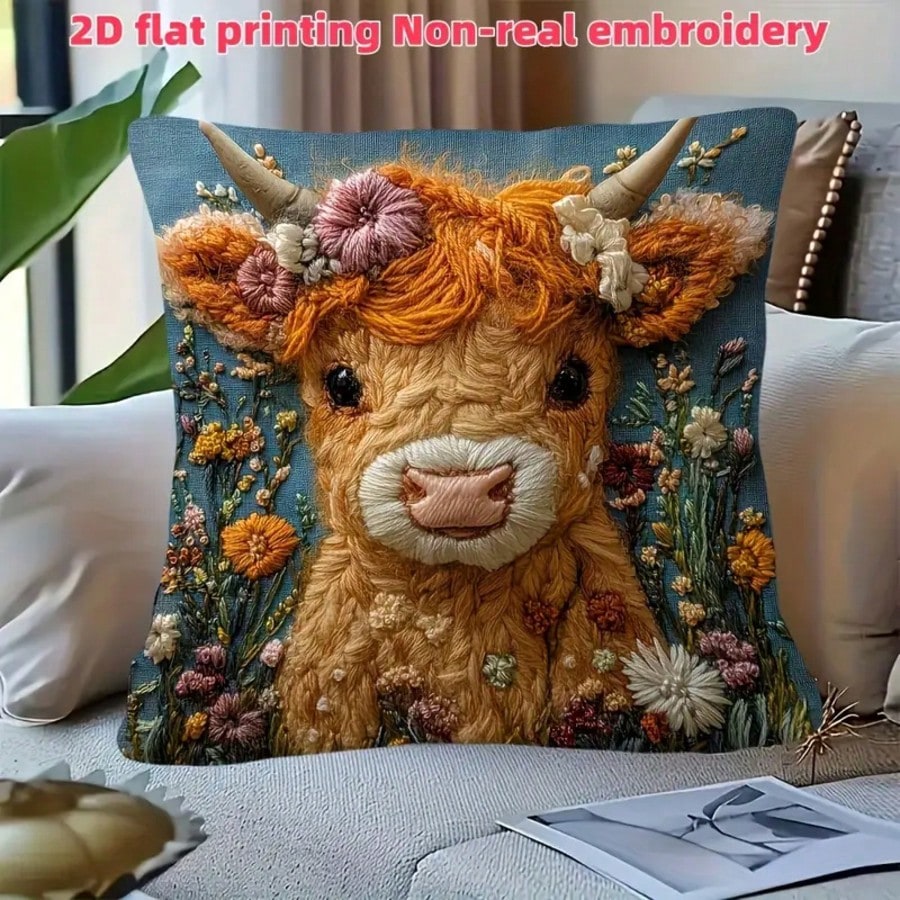 Pillow Insert 18X18 - 1 adet Vintage Highland İnek Dekoratif
