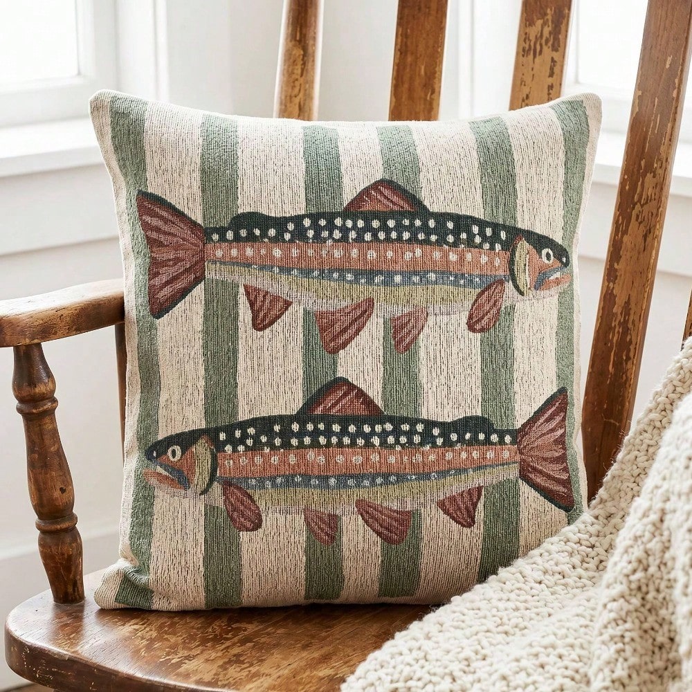 Pillow Insert 18X18 - Gökkuşağı Alabalığı Dekoratif Yastık 18x18 Balık
