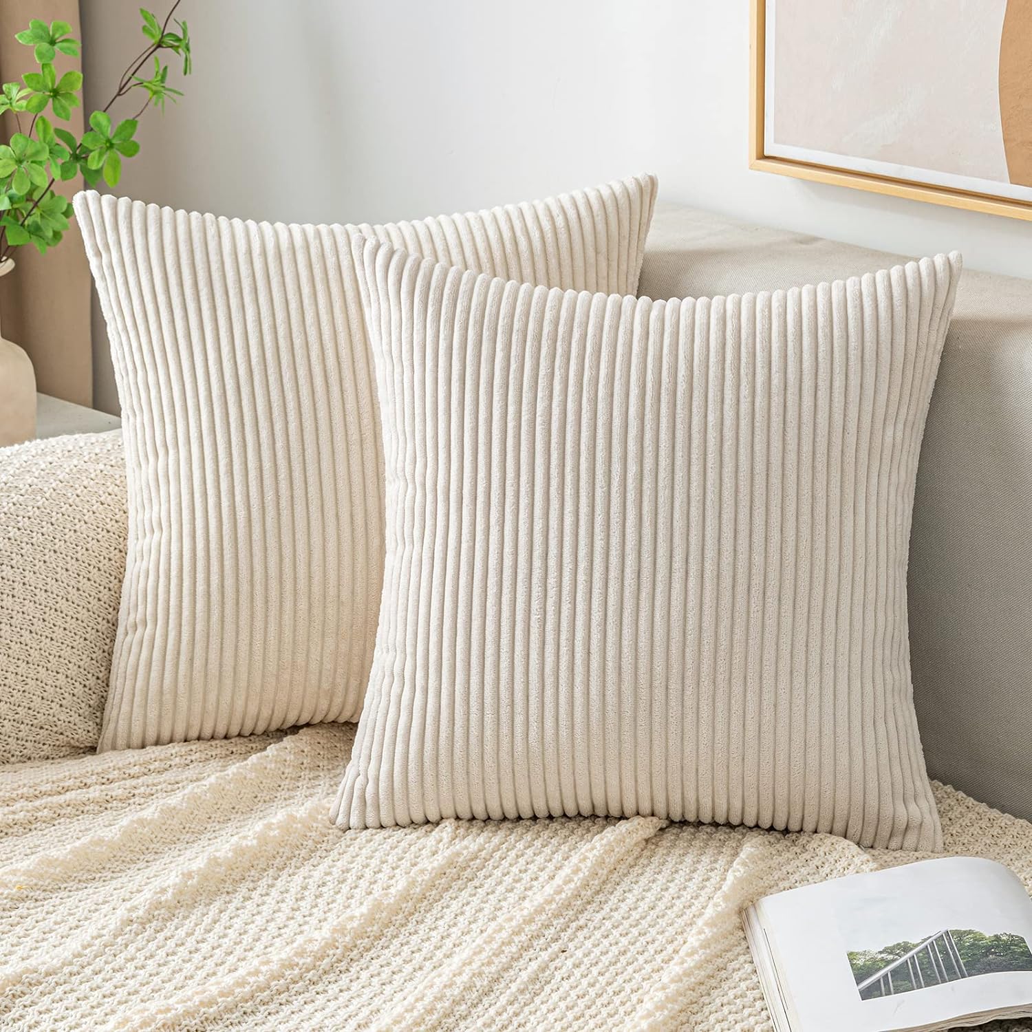 Pillow Insert 18X18 - Atmak yastık kadife dekoratif yumuşak çizgili