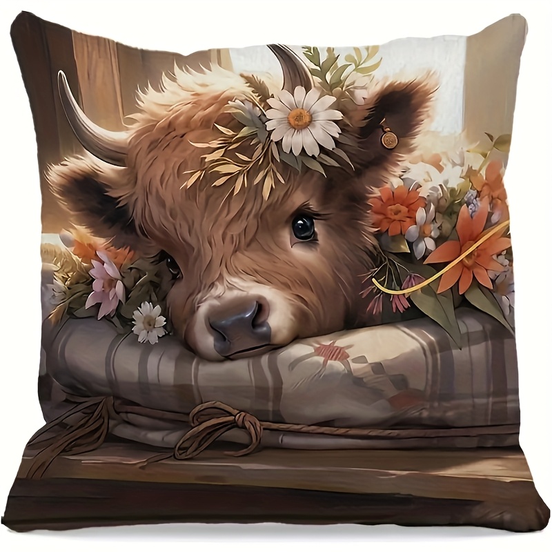 2D Düz - 1 adet Highland İnek  - Pillow Insert 18X18 incelemesi ve fiyatı